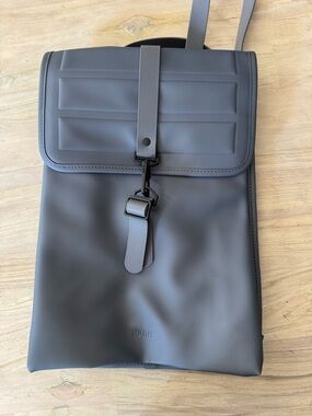Rains Matte Charcoal Roll-Top Backpack